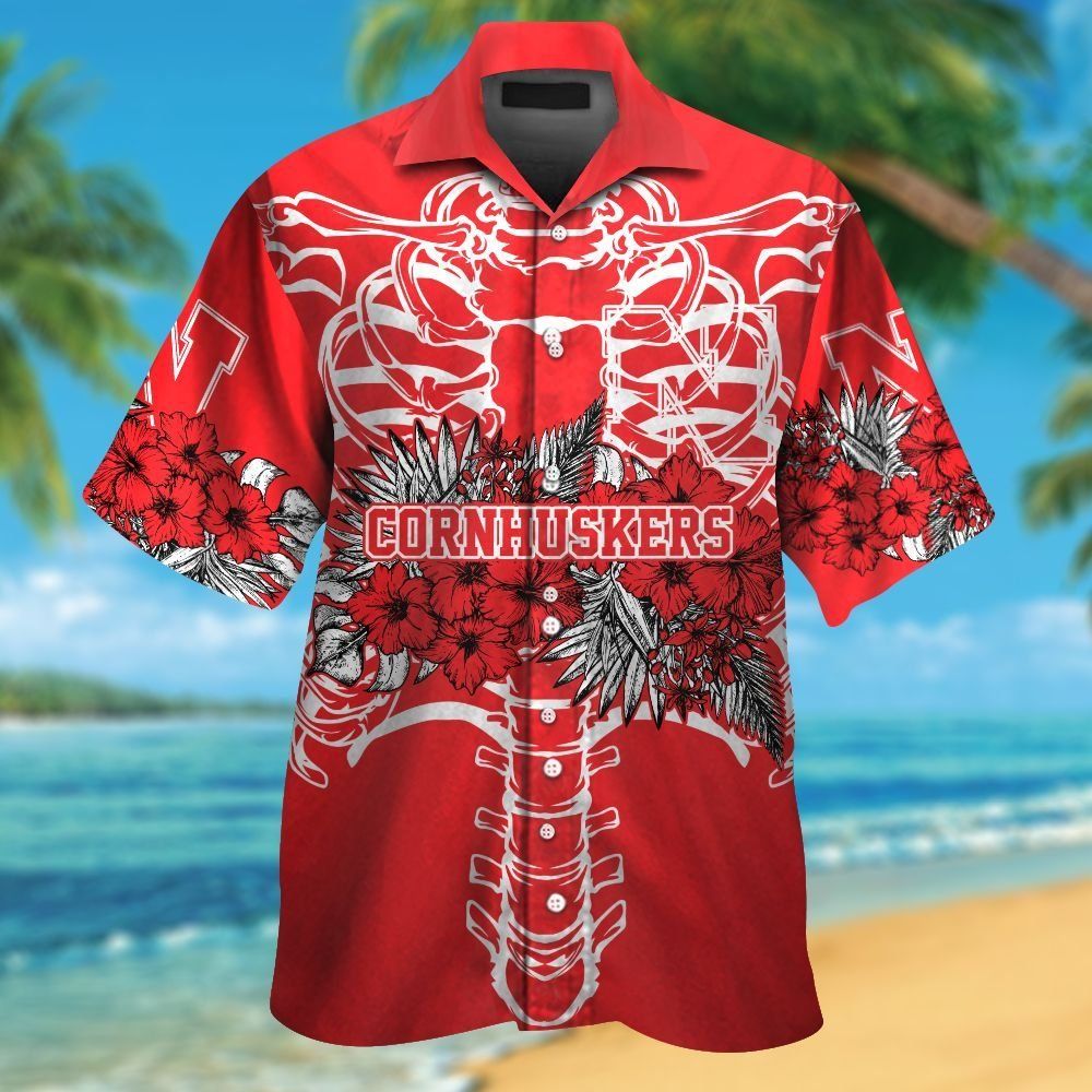 Nebraska Cornhuskers Short Sleeve Button Up Tropical Hawaiian Shirt VER017