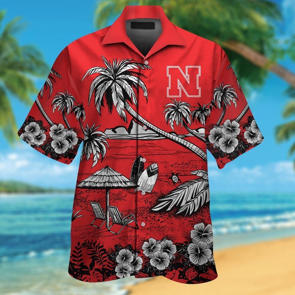 Nebraska Cornhuskers Short Sleeve Button Up Tropical Hawaiian Shirt VER018