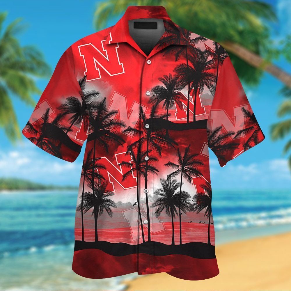 Nebraska Cornhuskers Short Sleeve Button Up Tropical Hawaiian Shirt VER019