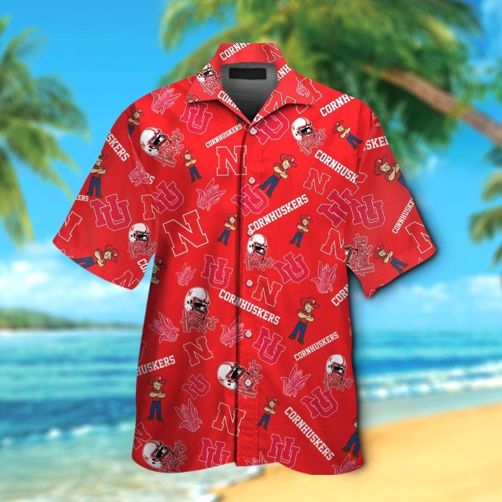 Nebraska Cornhuskers Short Sleeve Button Up Tropical Hawaiian Shirt VER021