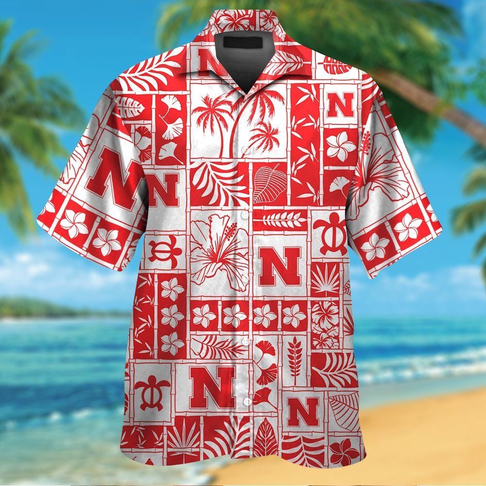 Nebraska Cornhuskers Short Sleeve Button Up Tropical Hawaiian Shirt VER023
