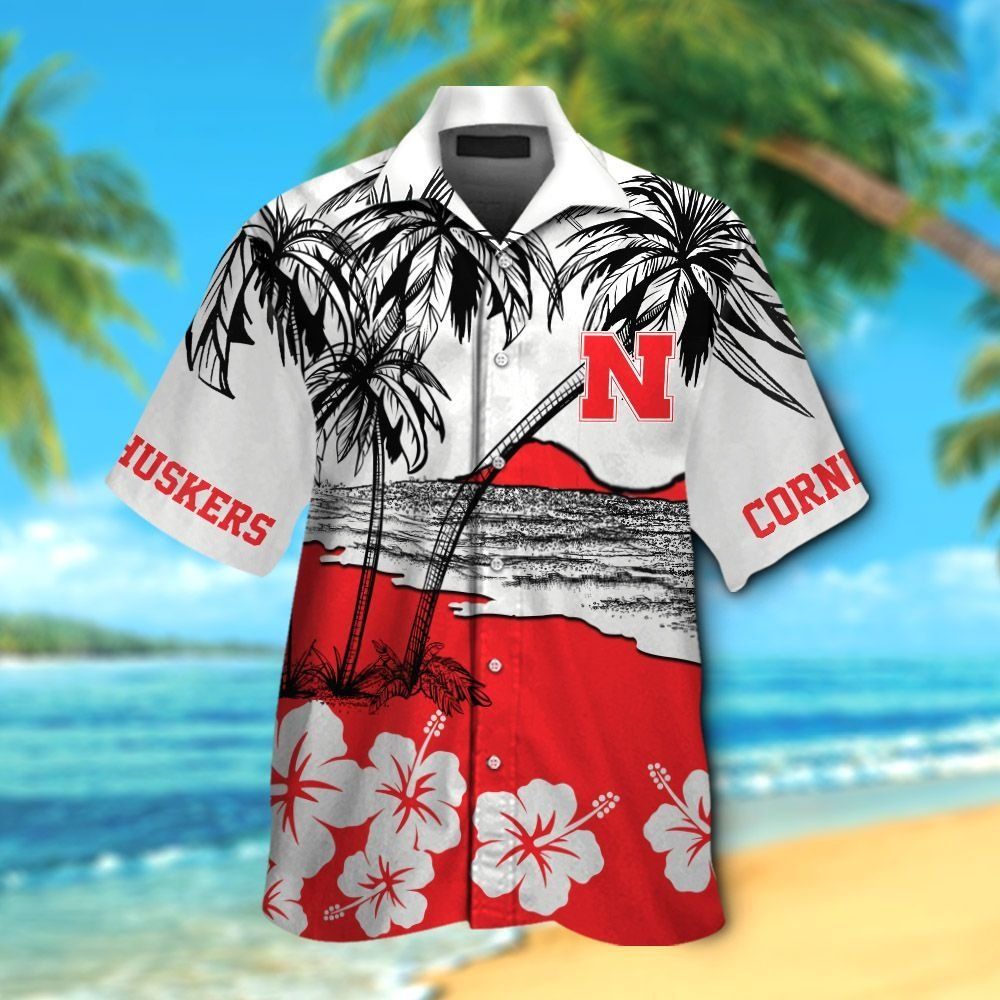 Nebraska Cornhuskers Short Sleeve Button Up Tropical Hawaiian Shirt VER024