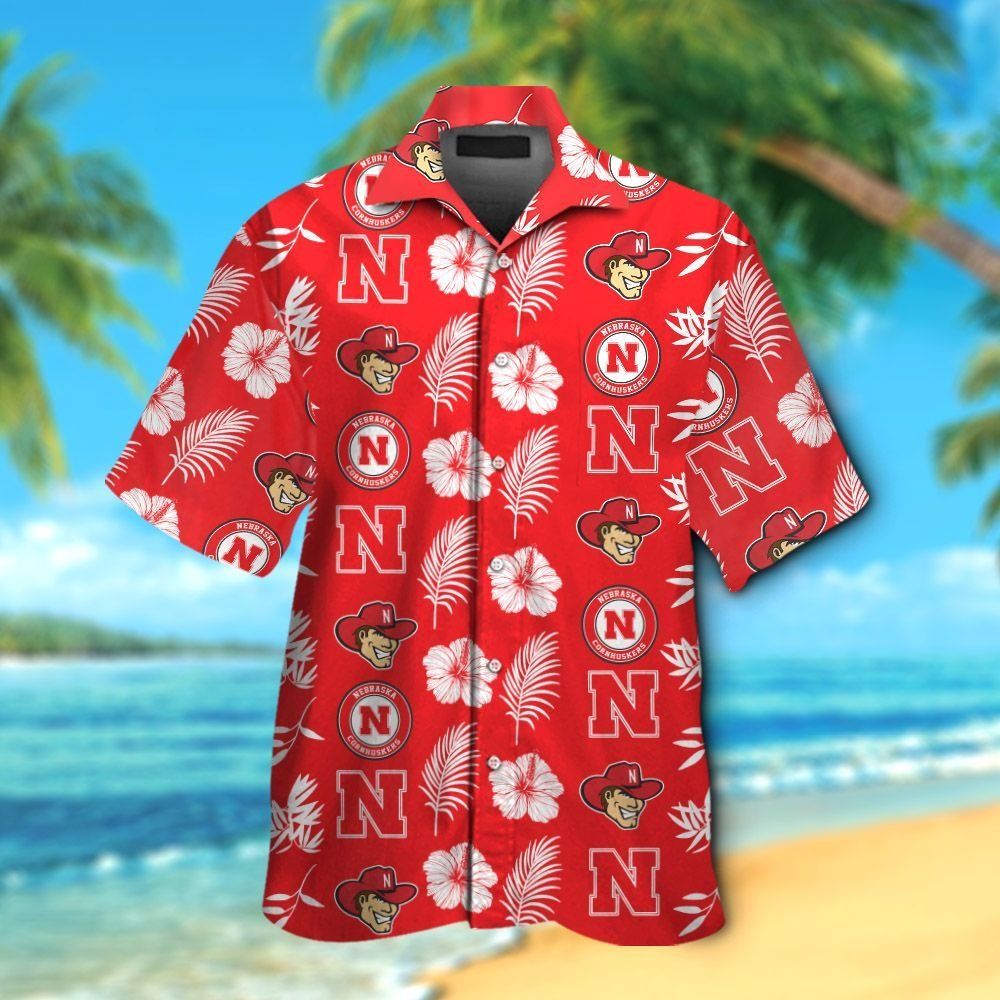 Nebraska Cornhuskers Short Sleeve Button Up Tropical Hawaiian Shirt VER025