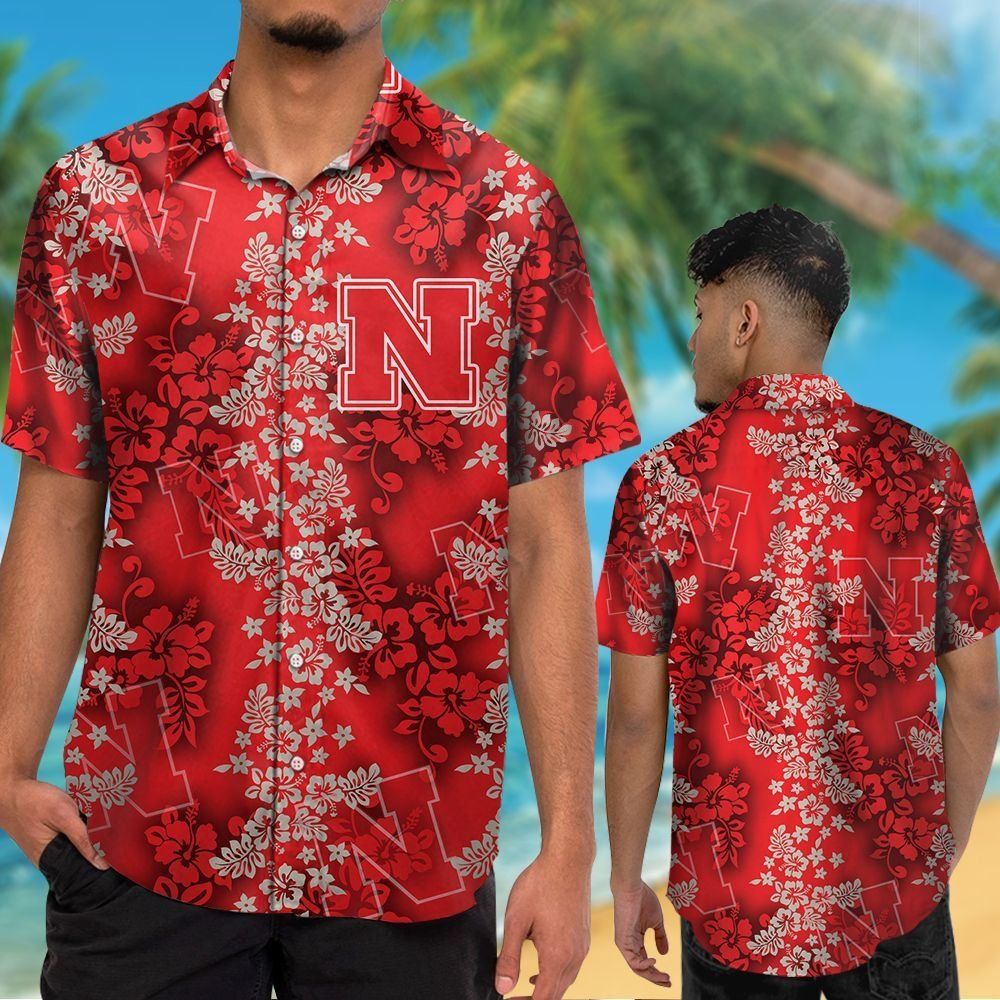 Nebraska Cornhuskers Short Sleeve Button Up Tropical Hawaiian Shirt VER026