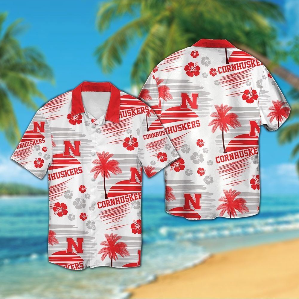 Nebraska Cornhuskers Short Sleeve Button Up Tropical Hawaiian Shirt VER03
