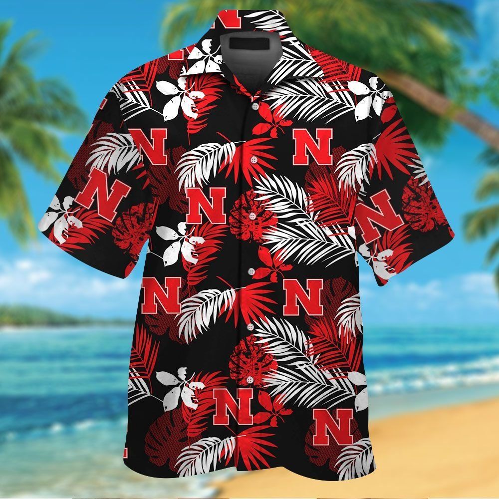 Nebraska Cornhuskers Short Sleeve Button Up Tropical Hawaiian Shirt VER030