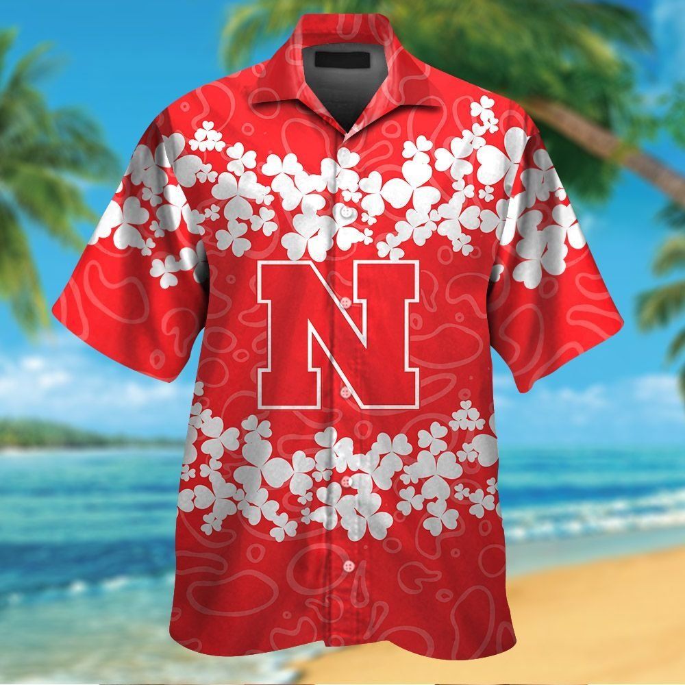 Nebraska Cornhuskers Short Sleeve Button Up Tropical Hawaiian Shirt VER031
