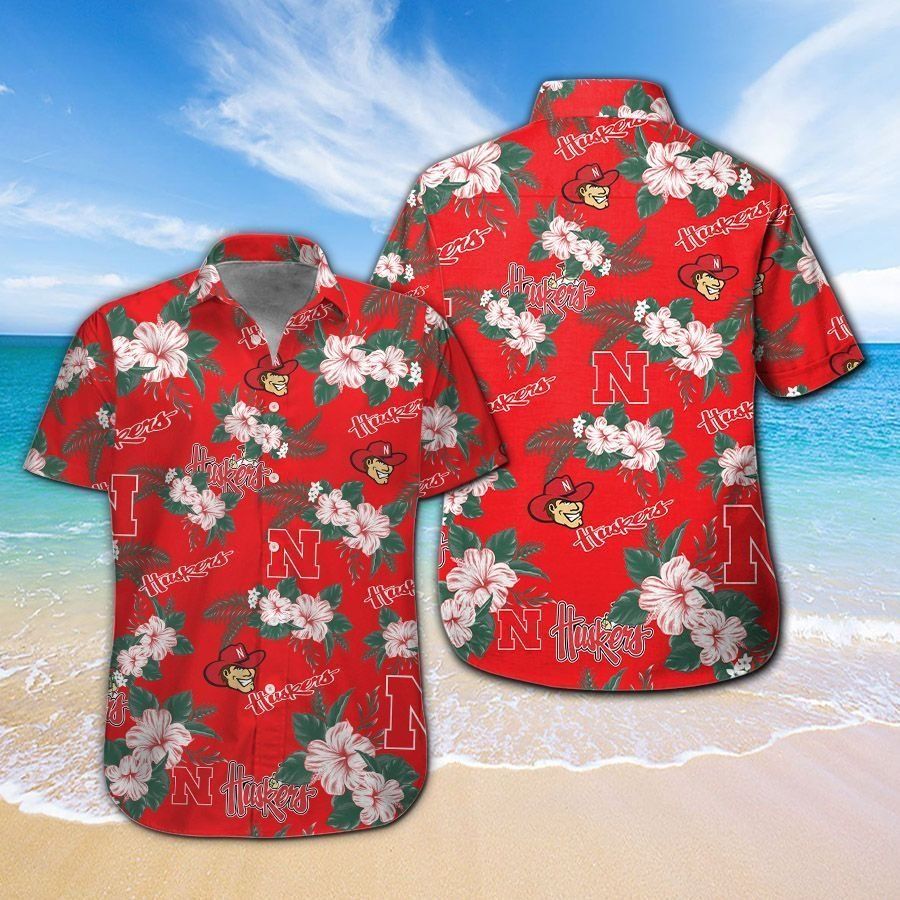 Nebraska Cornhuskers Short Sleeve Button Up Tropical Hawaiian Shirt VER032