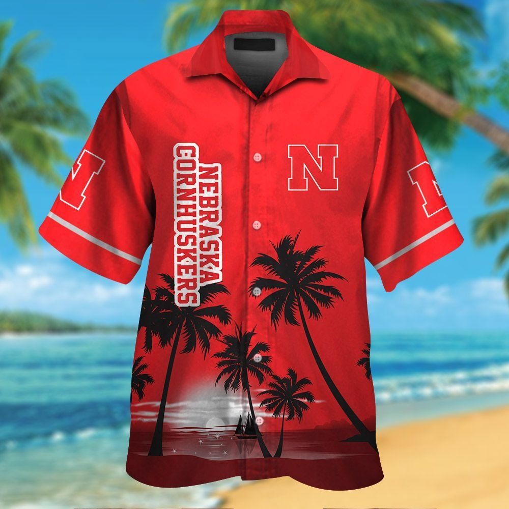 Nebraska Cornhuskers Short Sleeve Button Up Tropical Hawaiian Shirt VER033