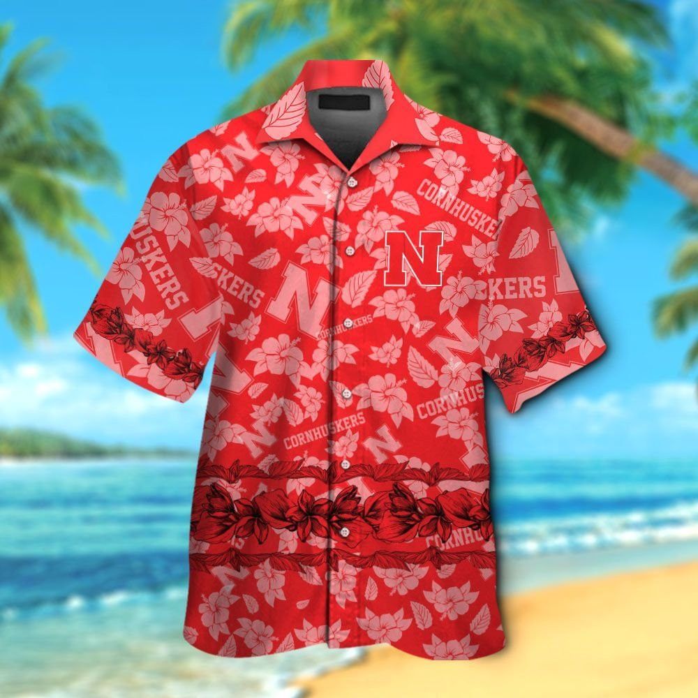 Nebraska Cornhuskers Short Sleeve Button Up Tropical Hawaiian Shirt VER035