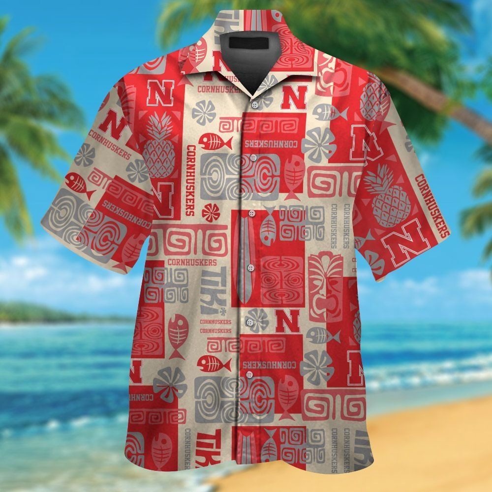 Nebraska Cornhuskers Short Sleeve Button Up Tropical Hawaiian Shirt VER07