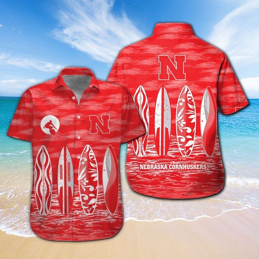 Nebraska Cornhuskers Short Sleeve Button Up Tropical Hawaiian Shirt VER08