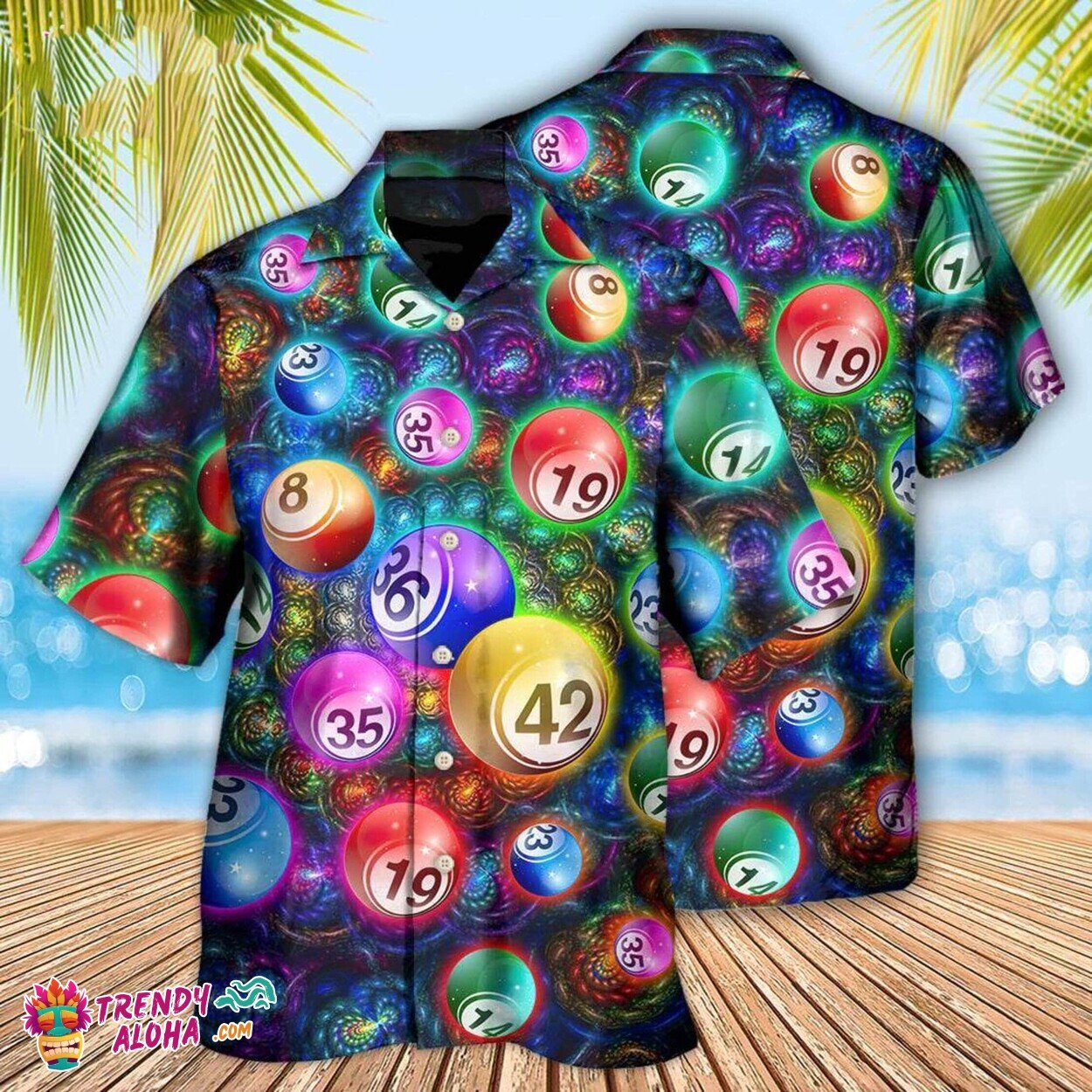 Neon Billiard Balls and Cue Fun Pool Player Hawaiian Shirt