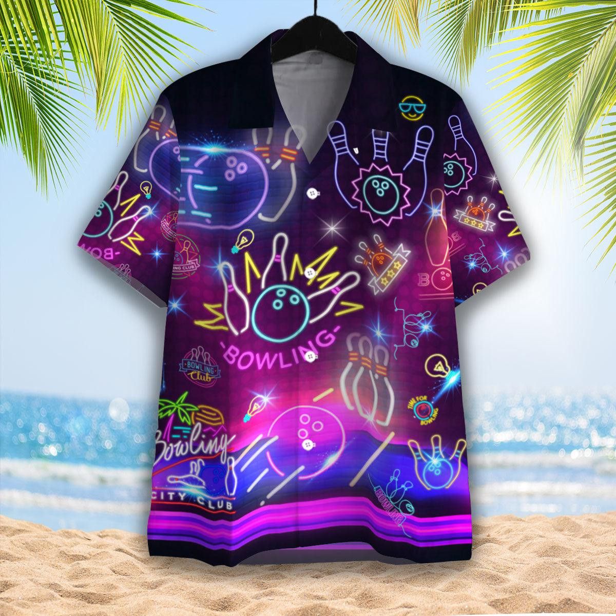 Neon Bowling Club Vibes Captured in A Cool Hawaiian Shirt