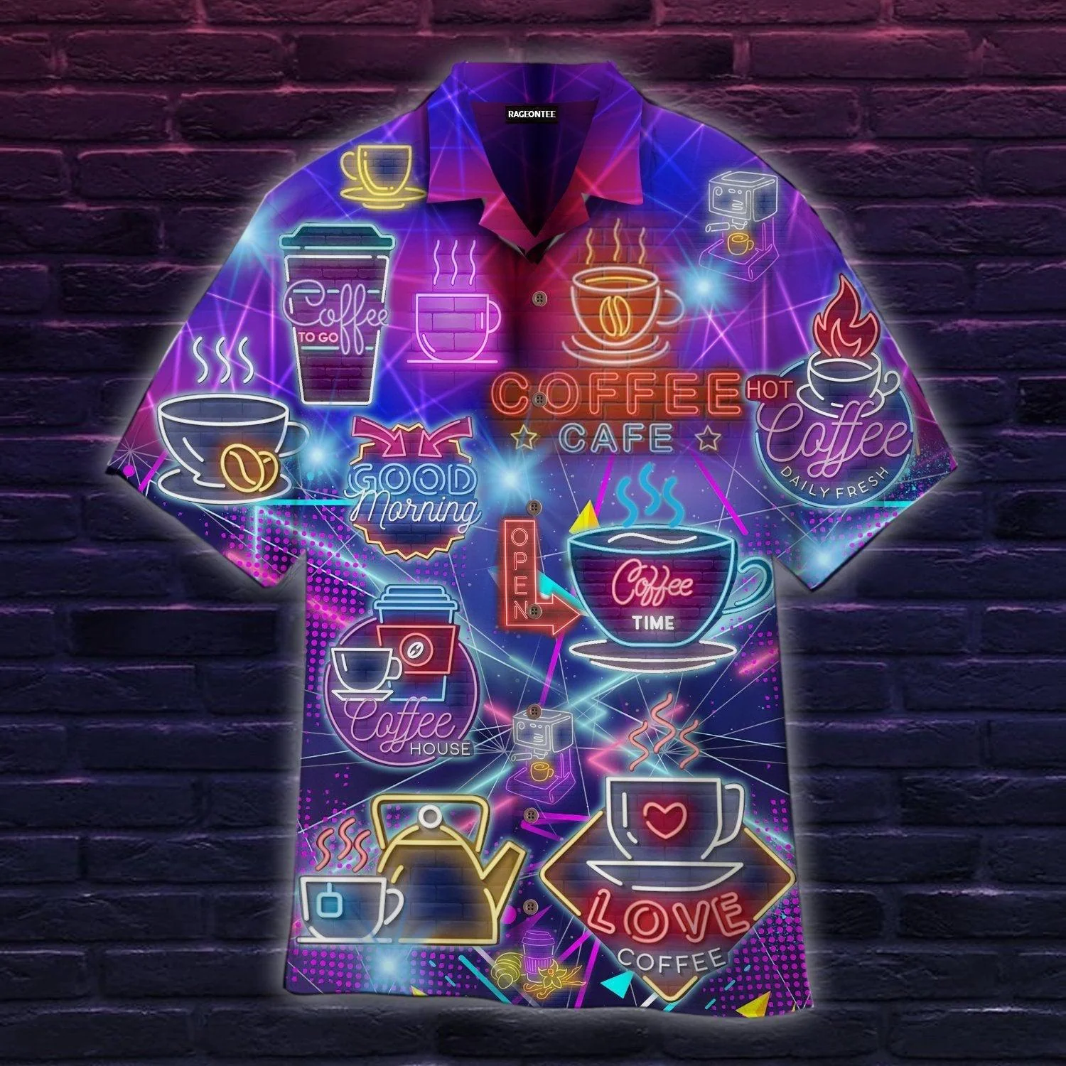 Neon Coffee Lovers Life Trendy Hawaiian Shirt For