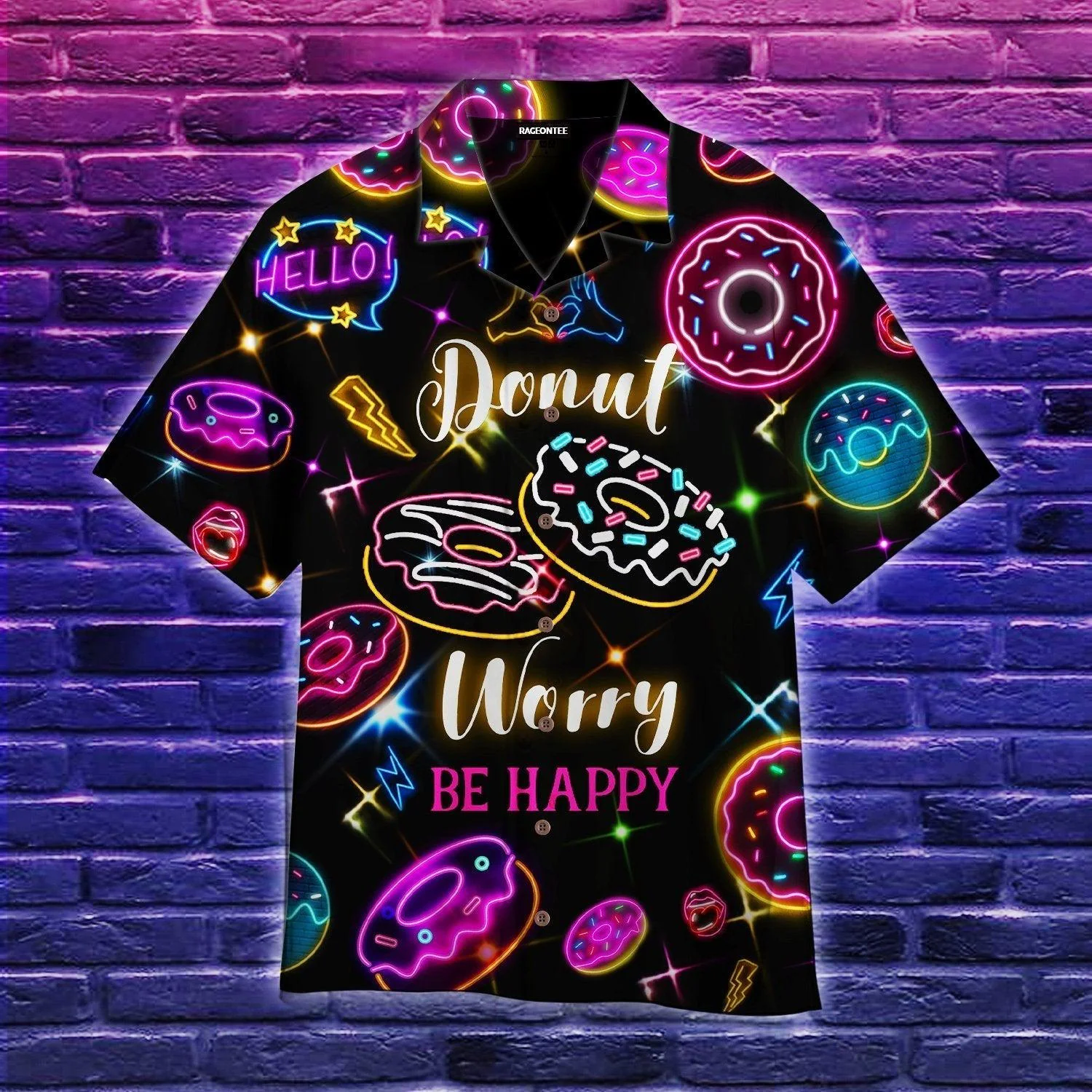Neon Donut Rain Trendy Hawaiian Shirt