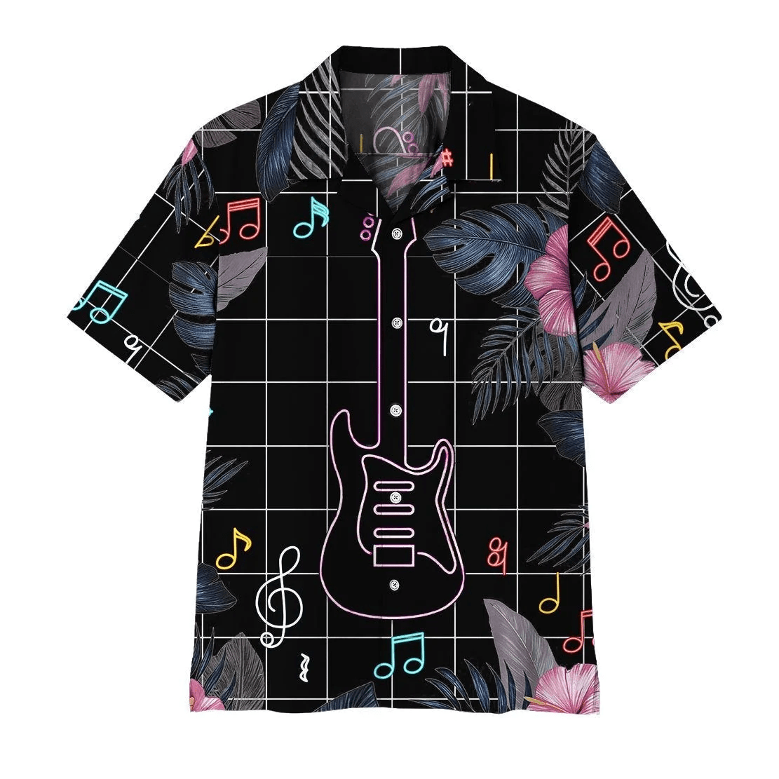 Neon Electric Guitar Trendy Hawaiian Shirt