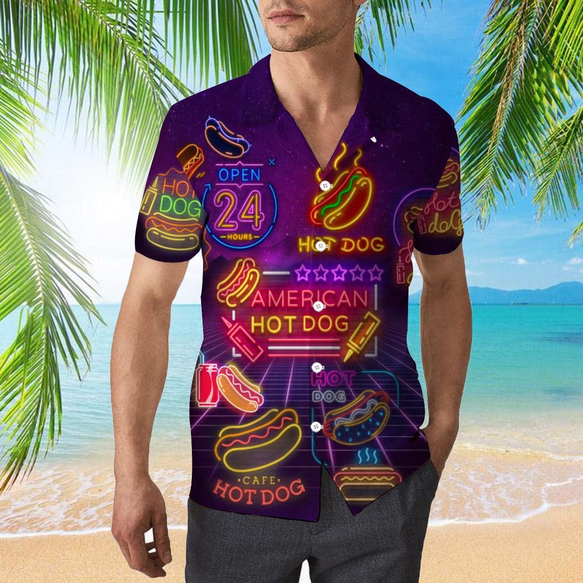 Neon Hot Dogs Trendy Hawaiian Shirt