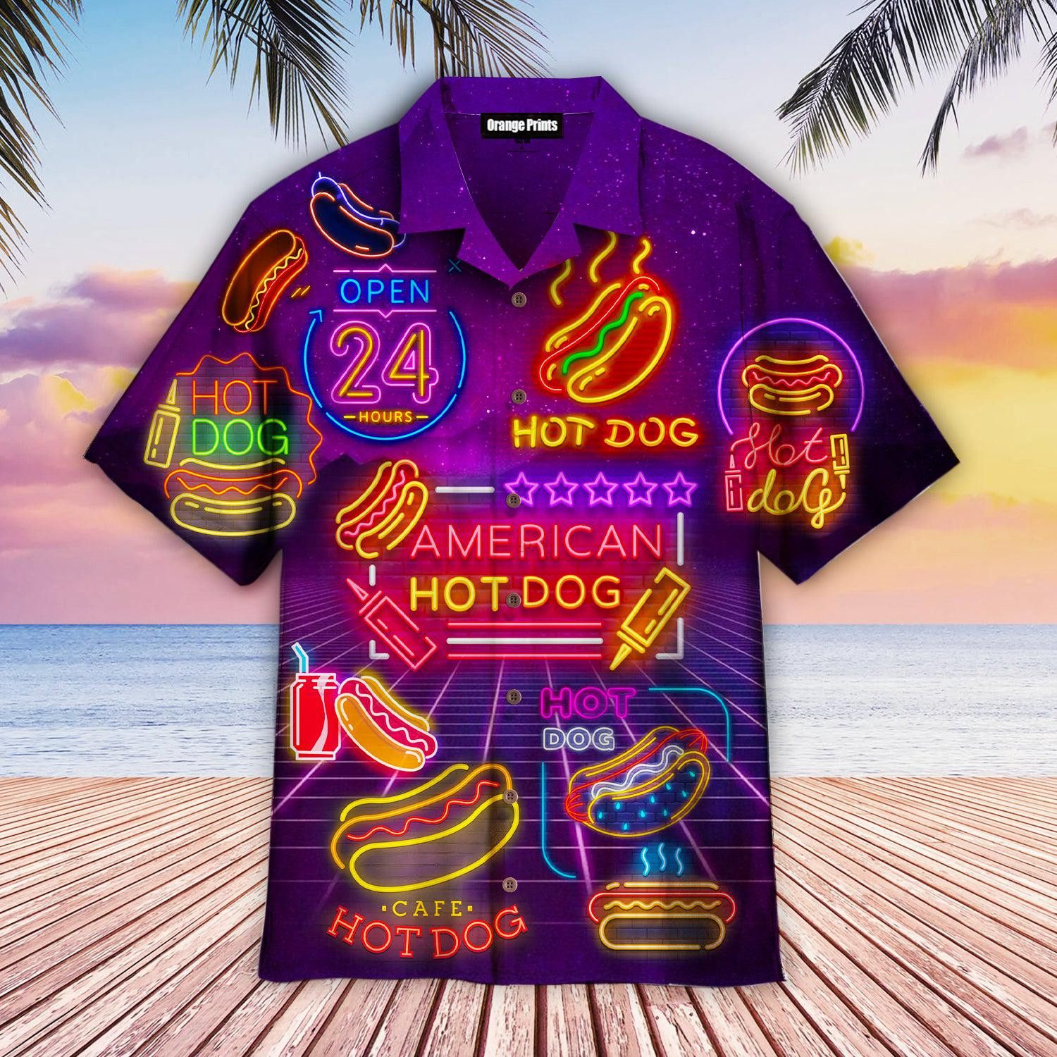 Neon Hot Dogs Trendy Hawaiian Shirt Neon Hot Dogs Trendy Hawaiian Shirt