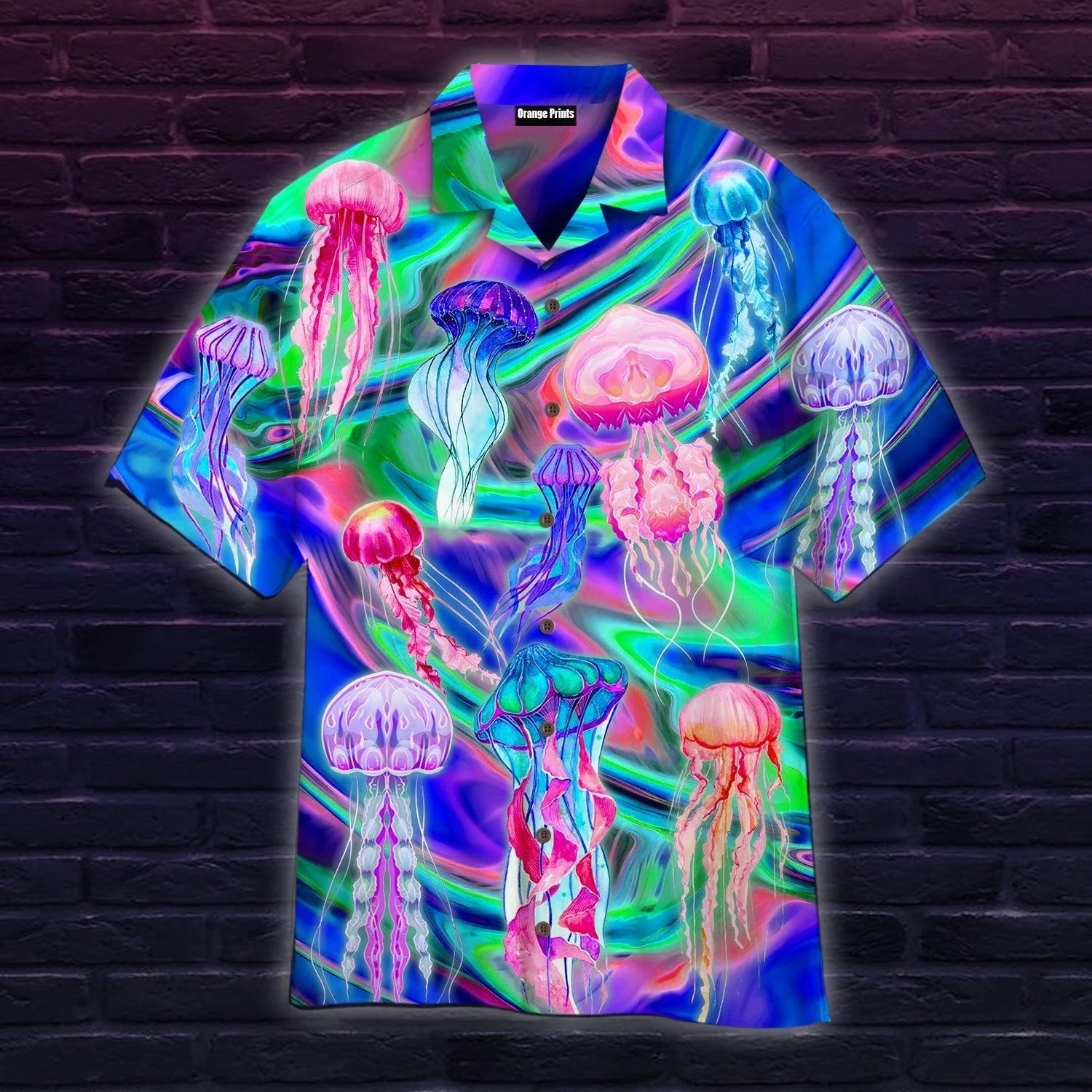 Neon Jellyfish Under The Sea Trendy Hawaiian Shirt For