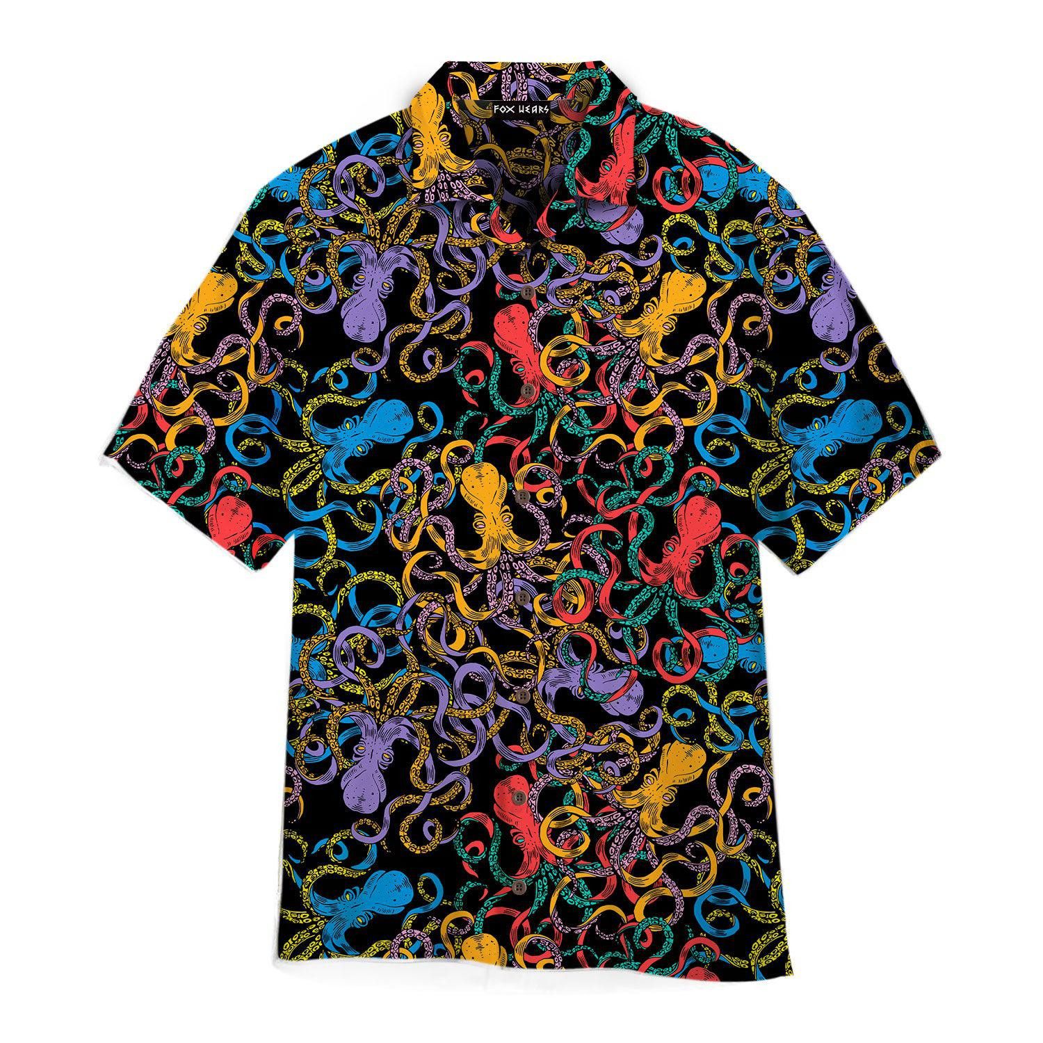 Neon Octopus Trendy Hawaiian Shirt Neon Octopus Trendy Hawaiian Shirt