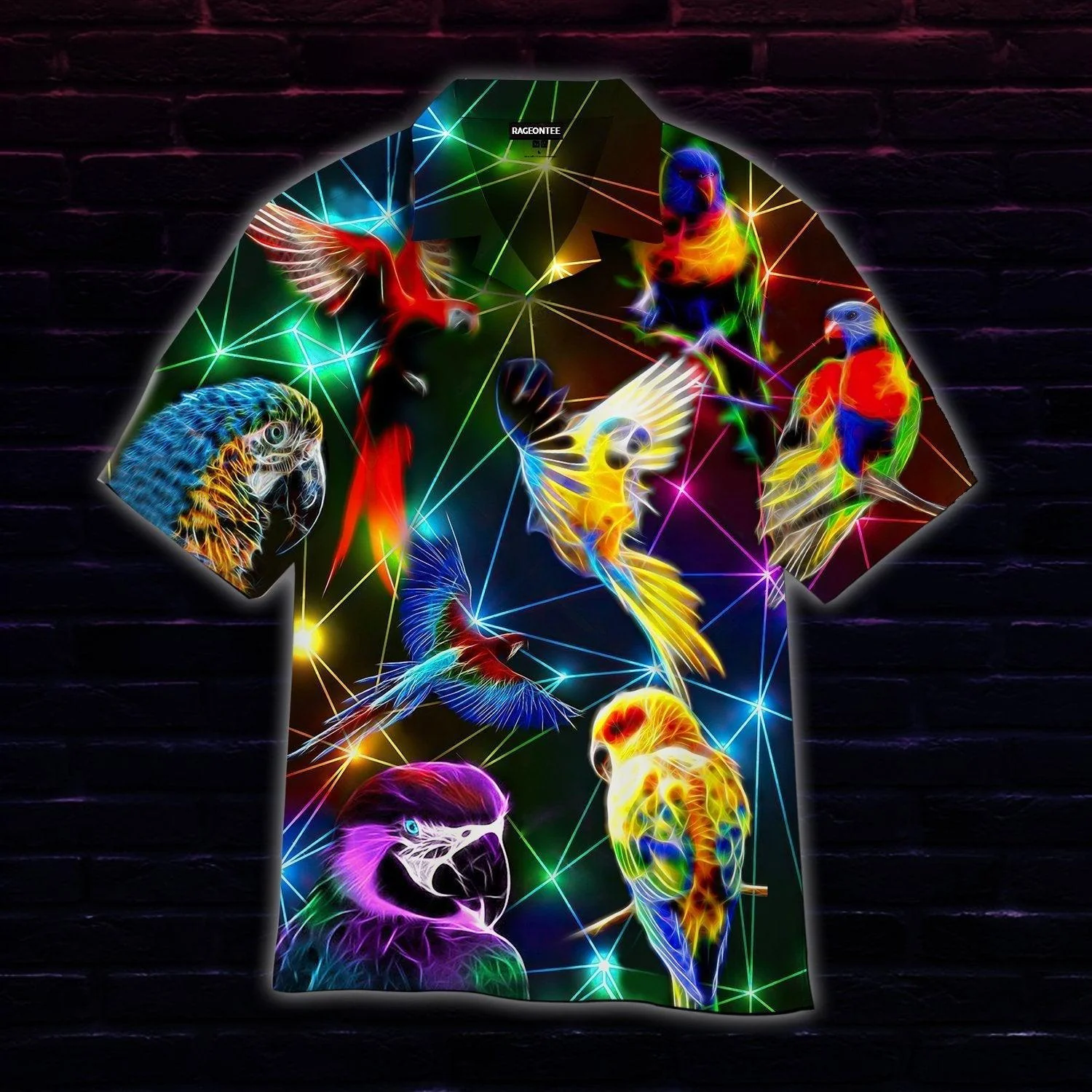 Neon Parrots Trendy Hawaiian Shirt For