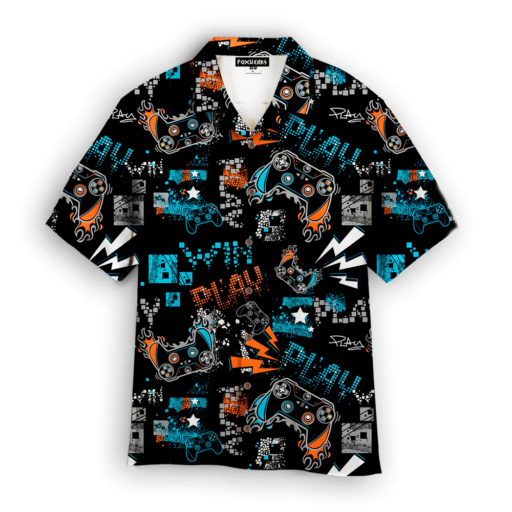 Neon Ps Game Player Hawaiian Shirt For Aloha Shirt