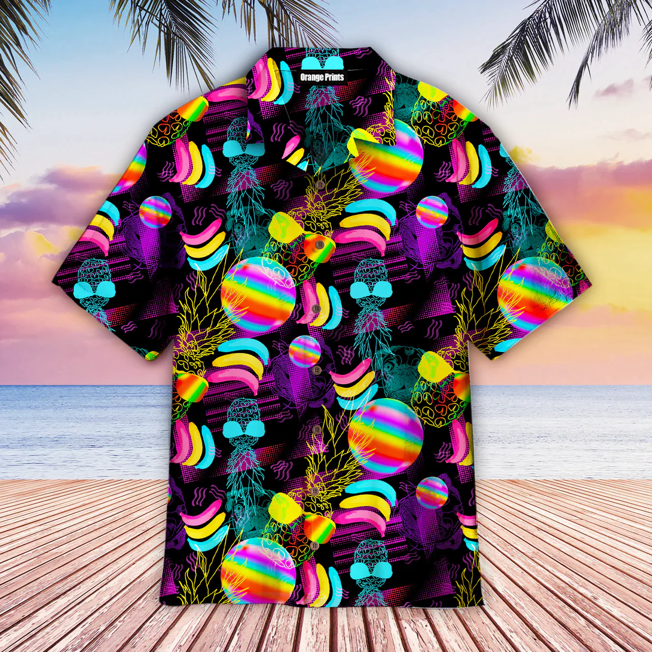 Neon Rainbow Lgbt Tropical Trendy Hawaiian Shirt, Lgbt Shirt, Lesbian Shirt, Gay Shirt