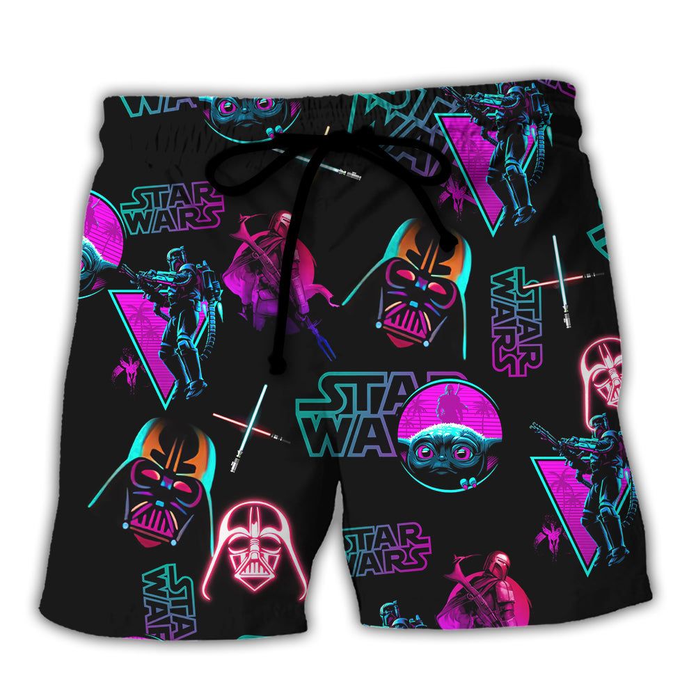 Neon Starwars Trendy Aloha Hawaiian Beach Shorts Neon Starwars Trendy Aloha Hawaiian Beach Shorts