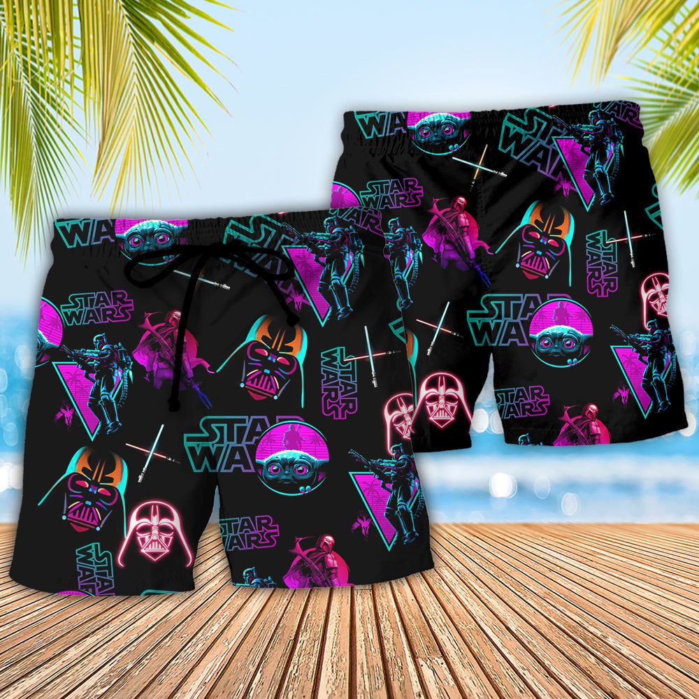 Neon Starwars Trendy Aloha Hawaiian Beach Shorts