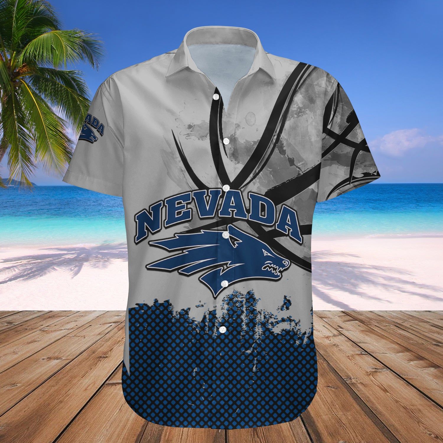 Nevada Wolf Pack Hawaii Shirt Basketball Net Grunge Pattern – NCAA