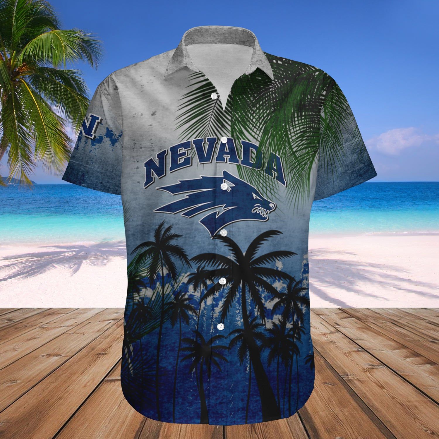 Nevada Wolf Pack Hawaii Shirt Coconut Tree Tropical Grunge – NCAA