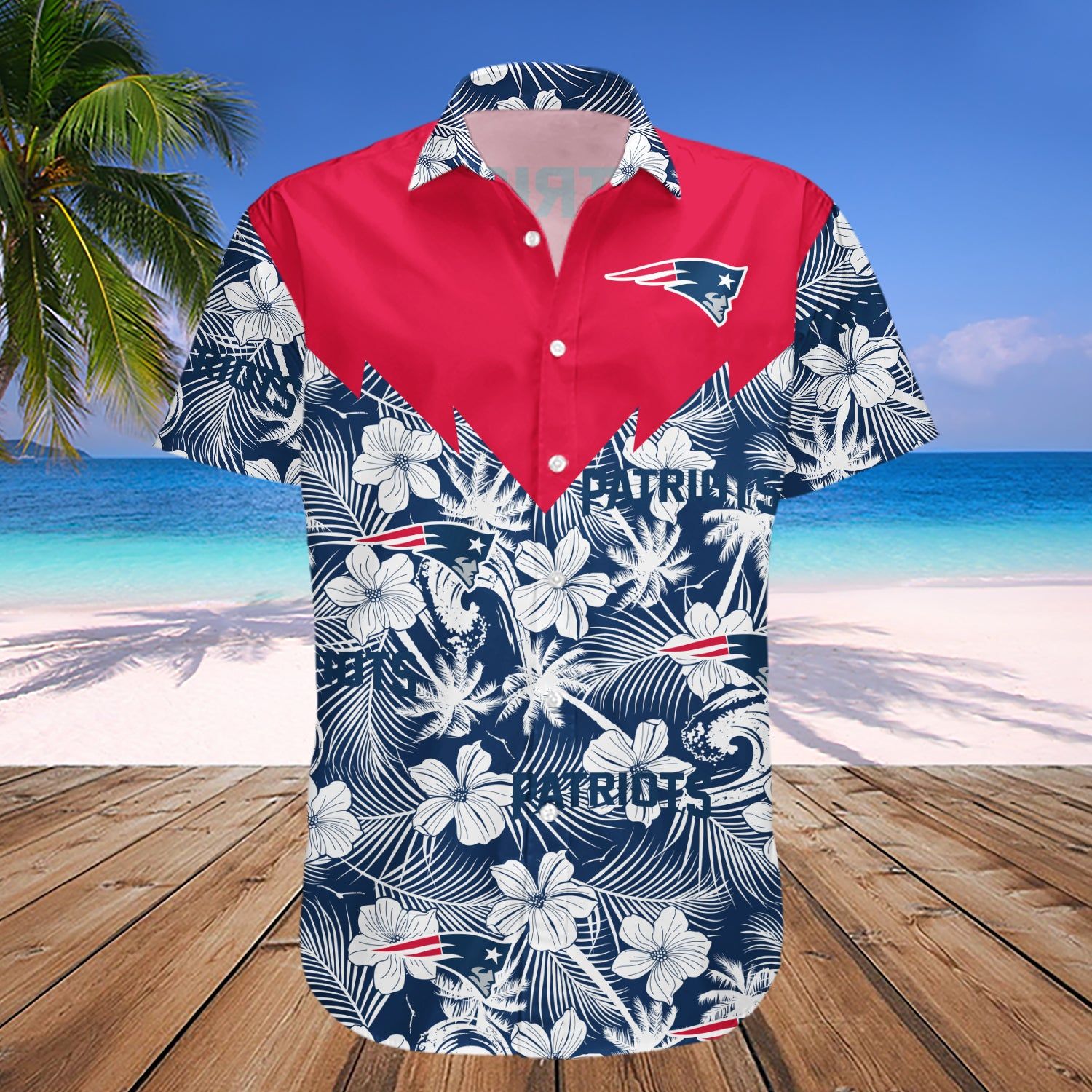 New England Patriots Hawaii Shirt Tropical Seamless- NFL