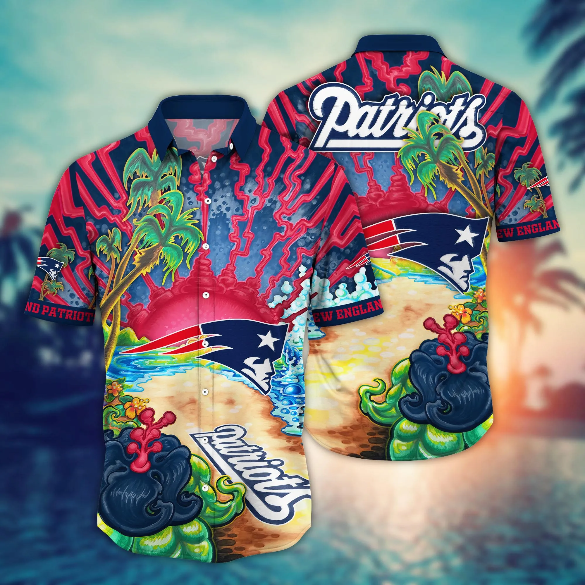 New England Patriots NFL Hawaiian Shirt Augusttime Aloha Shirt New England Patriots NFL Hawaiian Shirt Augusttime Aloha Shirt