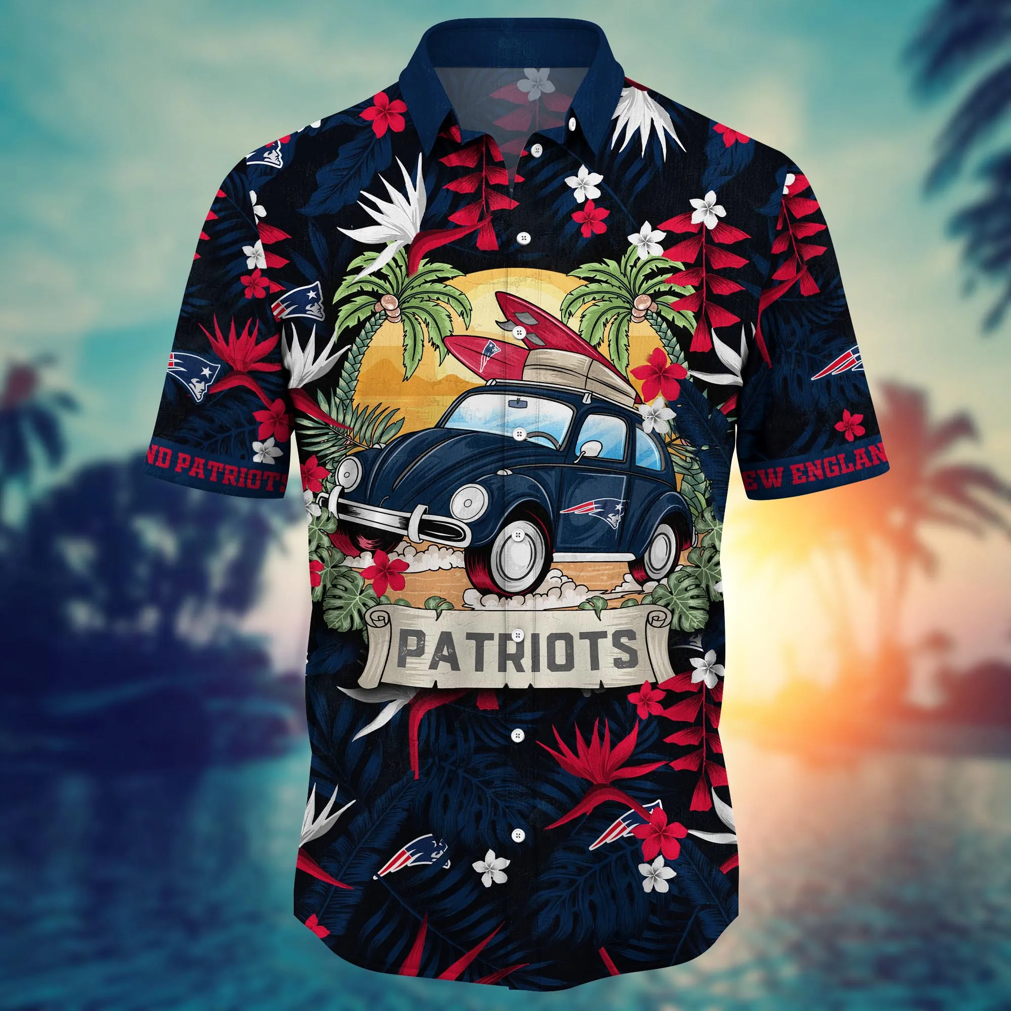 New England Patriots NFL Hawaiian Shirt Lush Greenerytime Footy Shirts