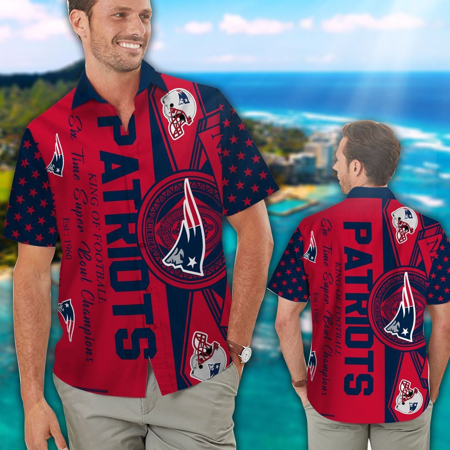 New England Patriots Short Sleeve Button Up Tropical Hawaiian Shirt VER05