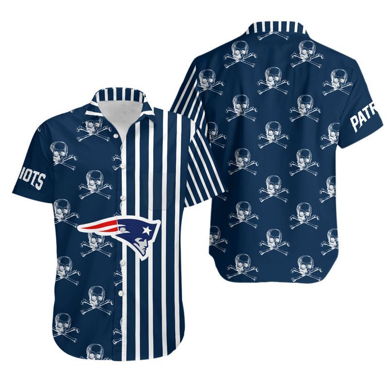 New England Patriots Stripes and Skull Hawaiian Shirt and Shorts: Summer Collection