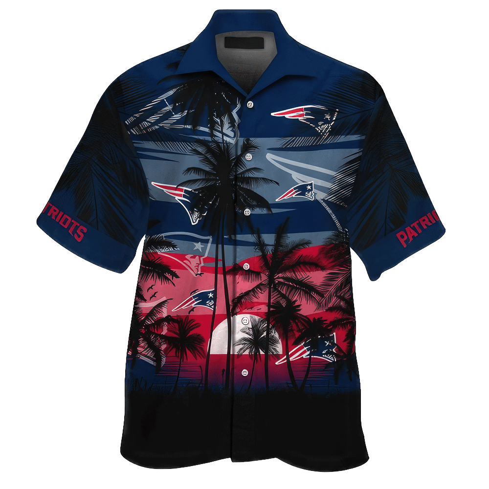 New England Patriots Sunset Palm Tree Hawaiian Shirt Ideal Gifts