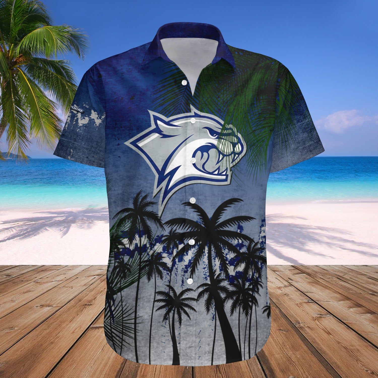 New Hampshire Wildcats Hawaii Shirt Coconut Tree Tropical Grunge – NCAA