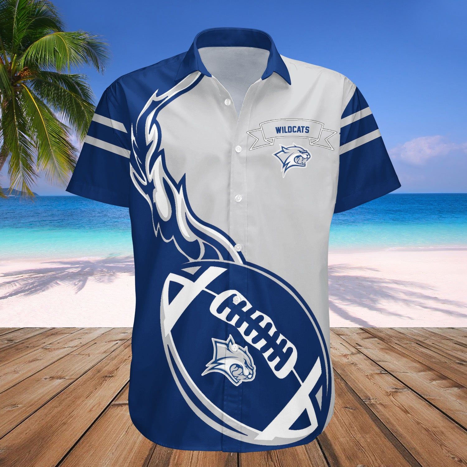 New Hampshire Wildcats Hawaii Shirt Flame Ball – NCAA