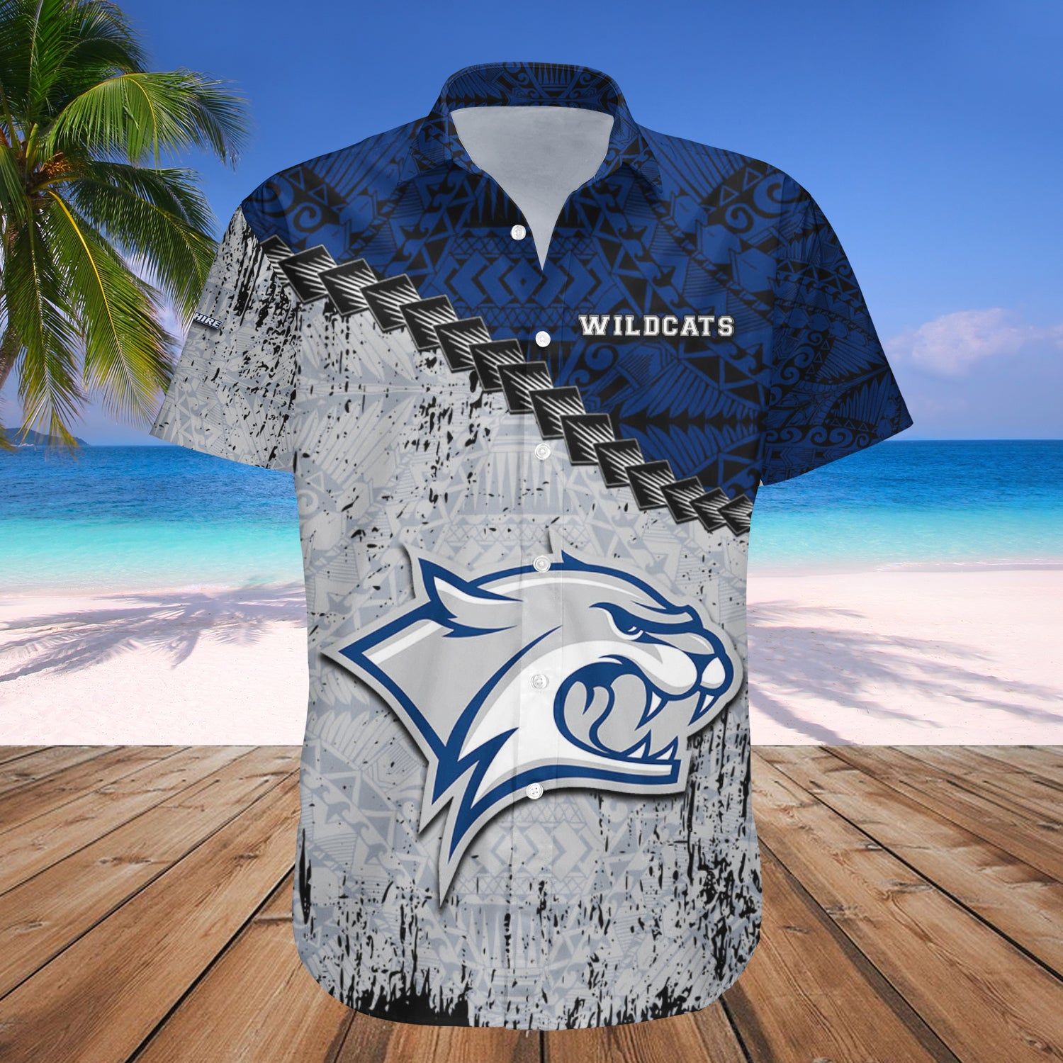 New Hampshire Wildcats Hawaii Shirt Grunge Polynesian Tattoo – NCAA
