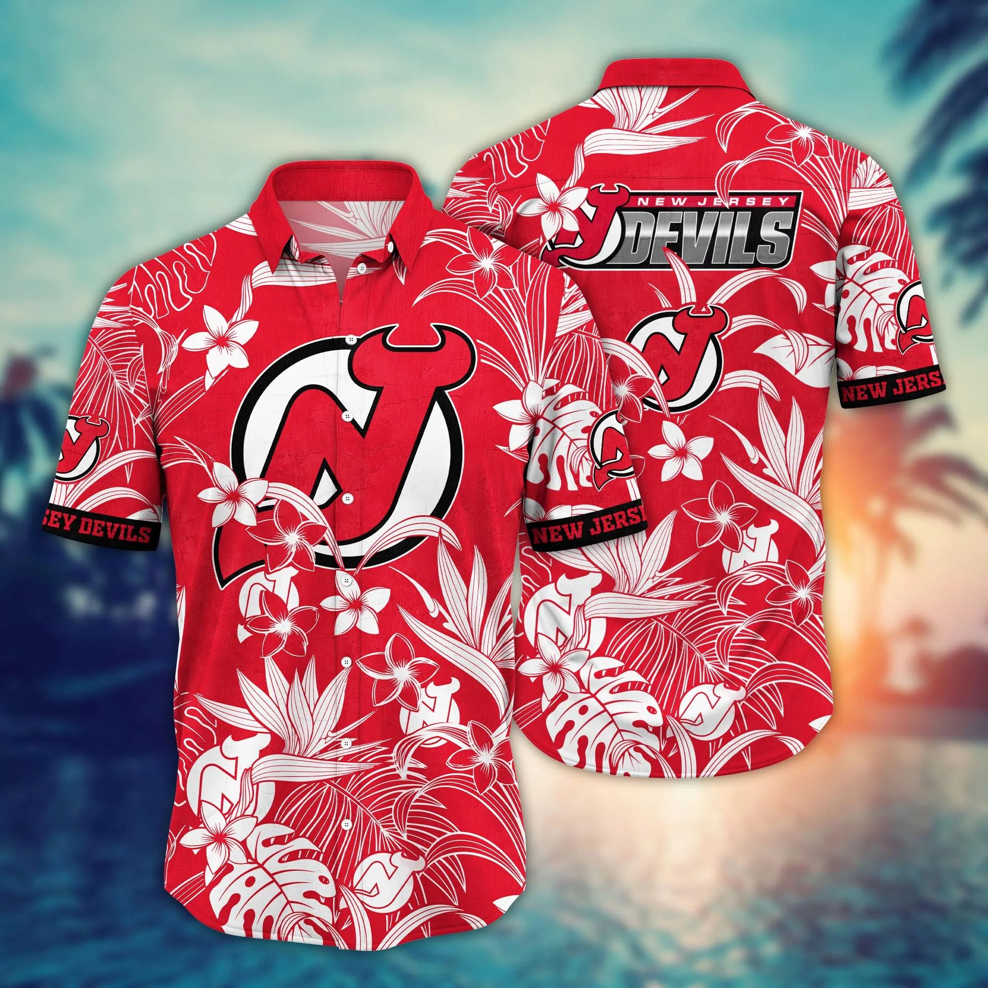 New Jersey Devils NHL Hawaiian Shirt Bikinistime Aloha Shirt New Jersey Devils NHL Hawaiian Shirt Bikinistime Aloha Shirt