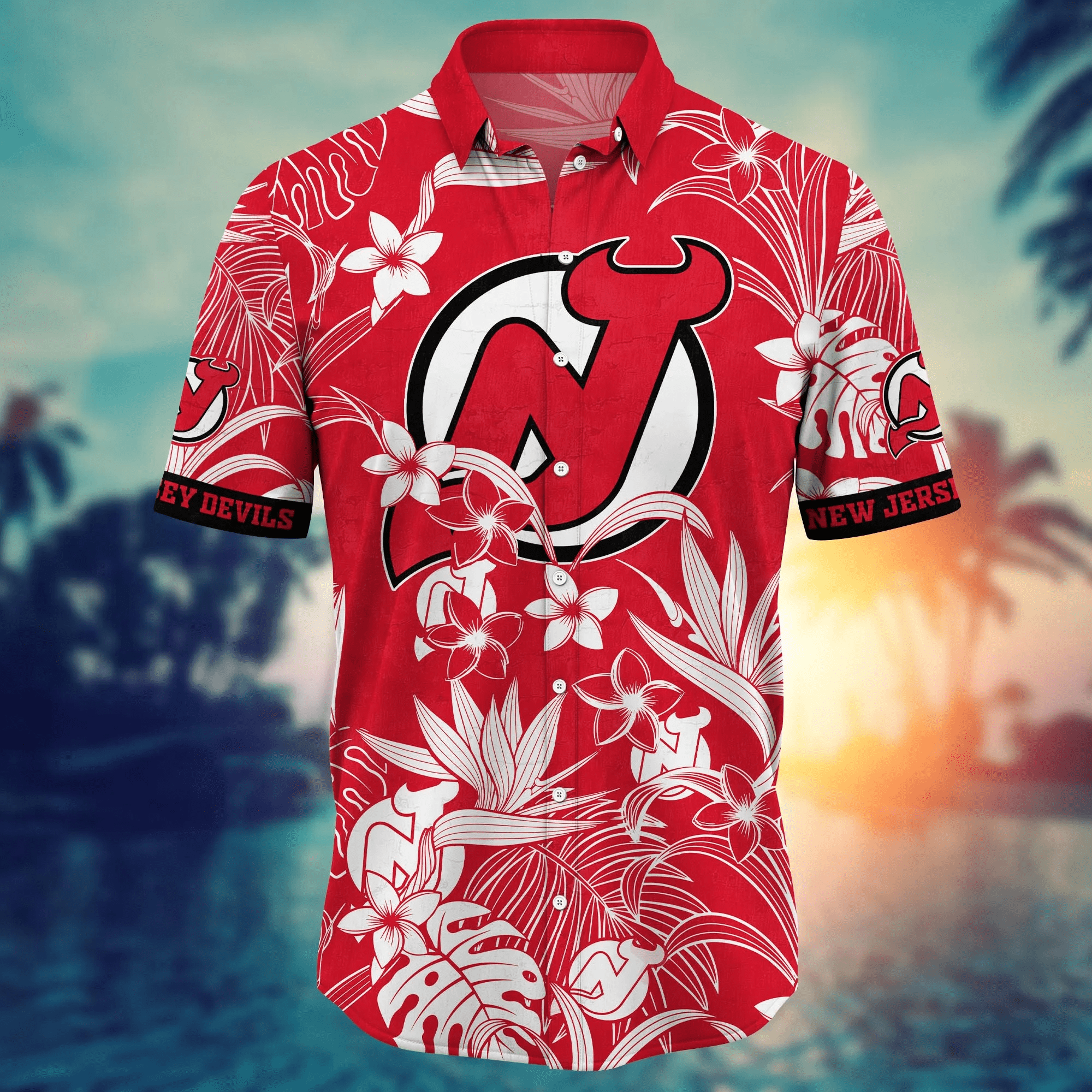 New Jersey Devils NHL Hawaiian Shirt Bikinistime Aloha Shirt