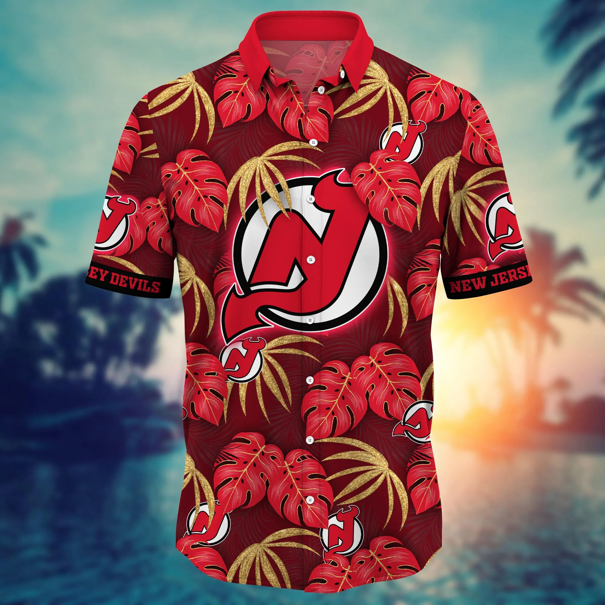 New Jersey Devils NHL Hawaiian Shirt Evening Strolls Aloha Shirt