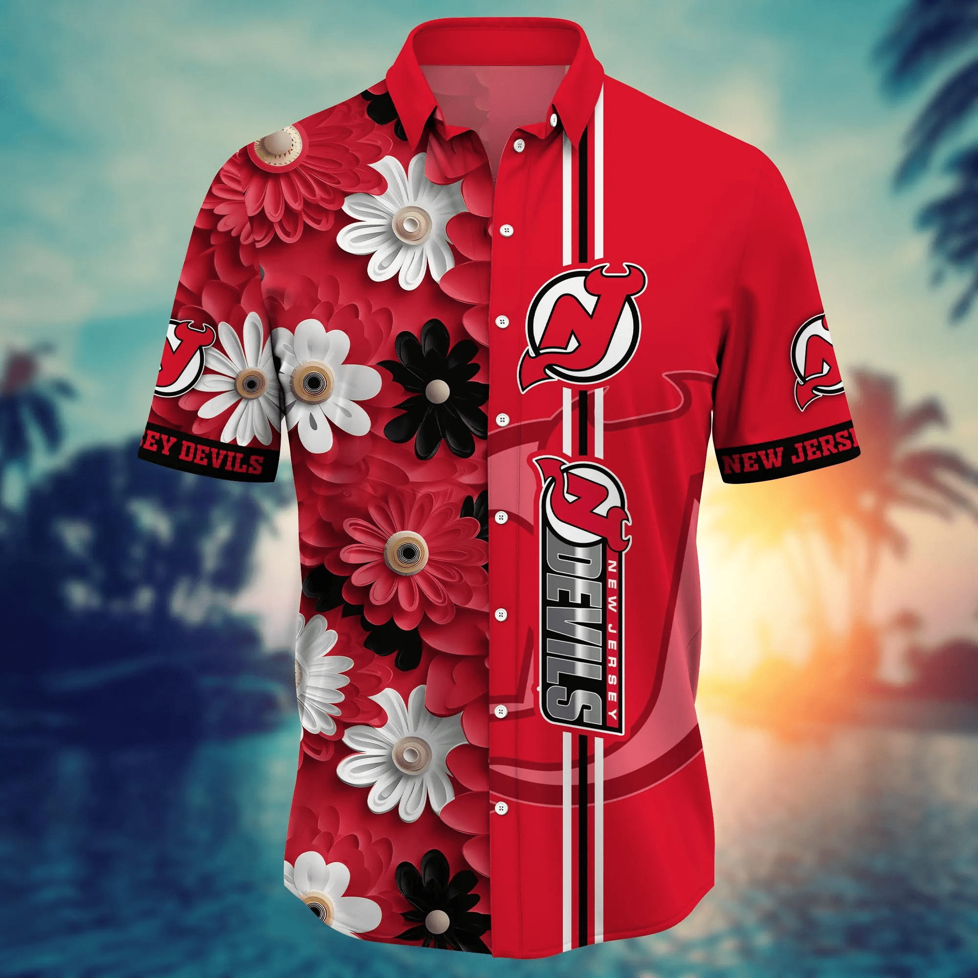New Jersey Devils NHL Hawaiian Shirt Fireflies Footie Shirts