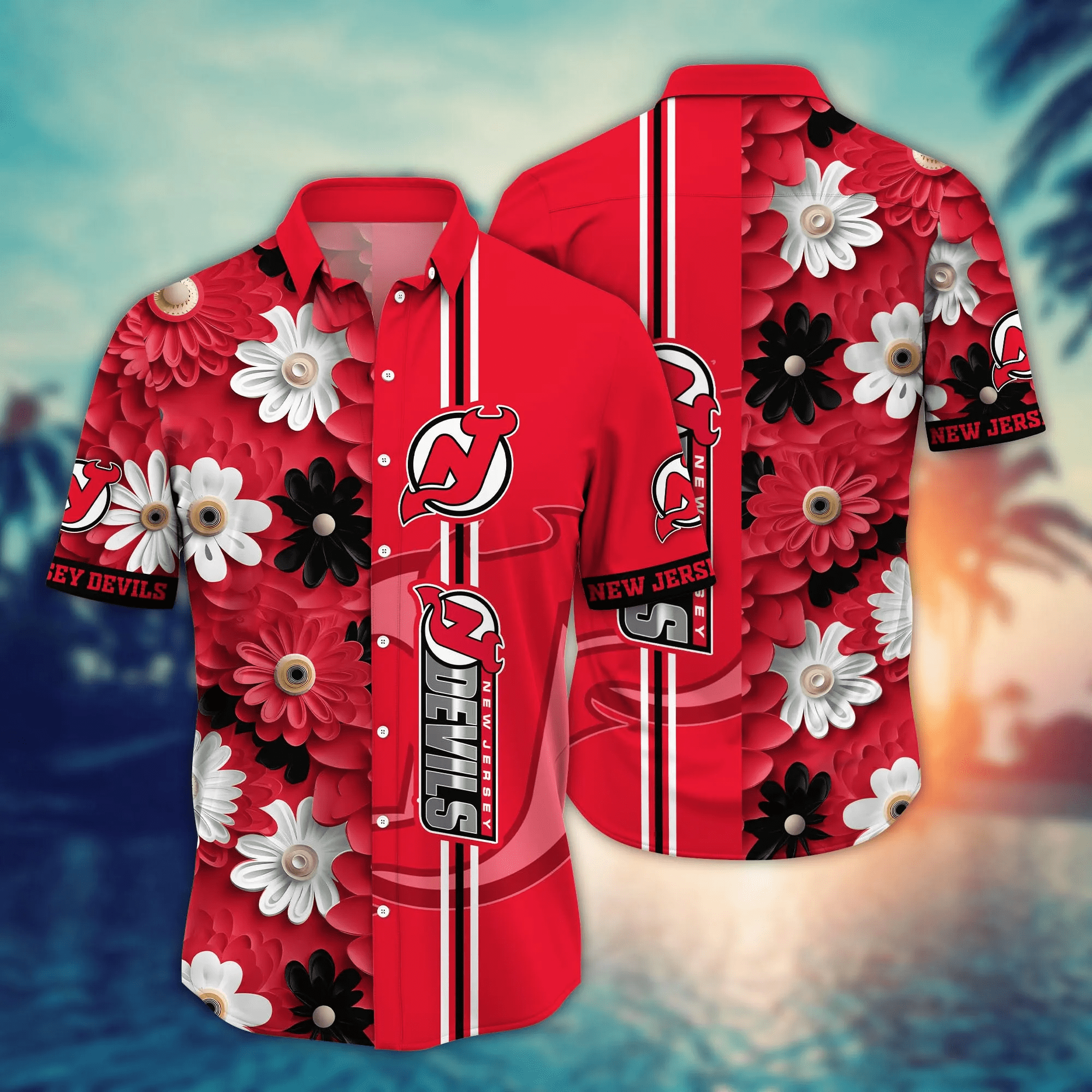 New Jersey Devils NHL Hawaiian Shirt Fireflies Footie Shirts