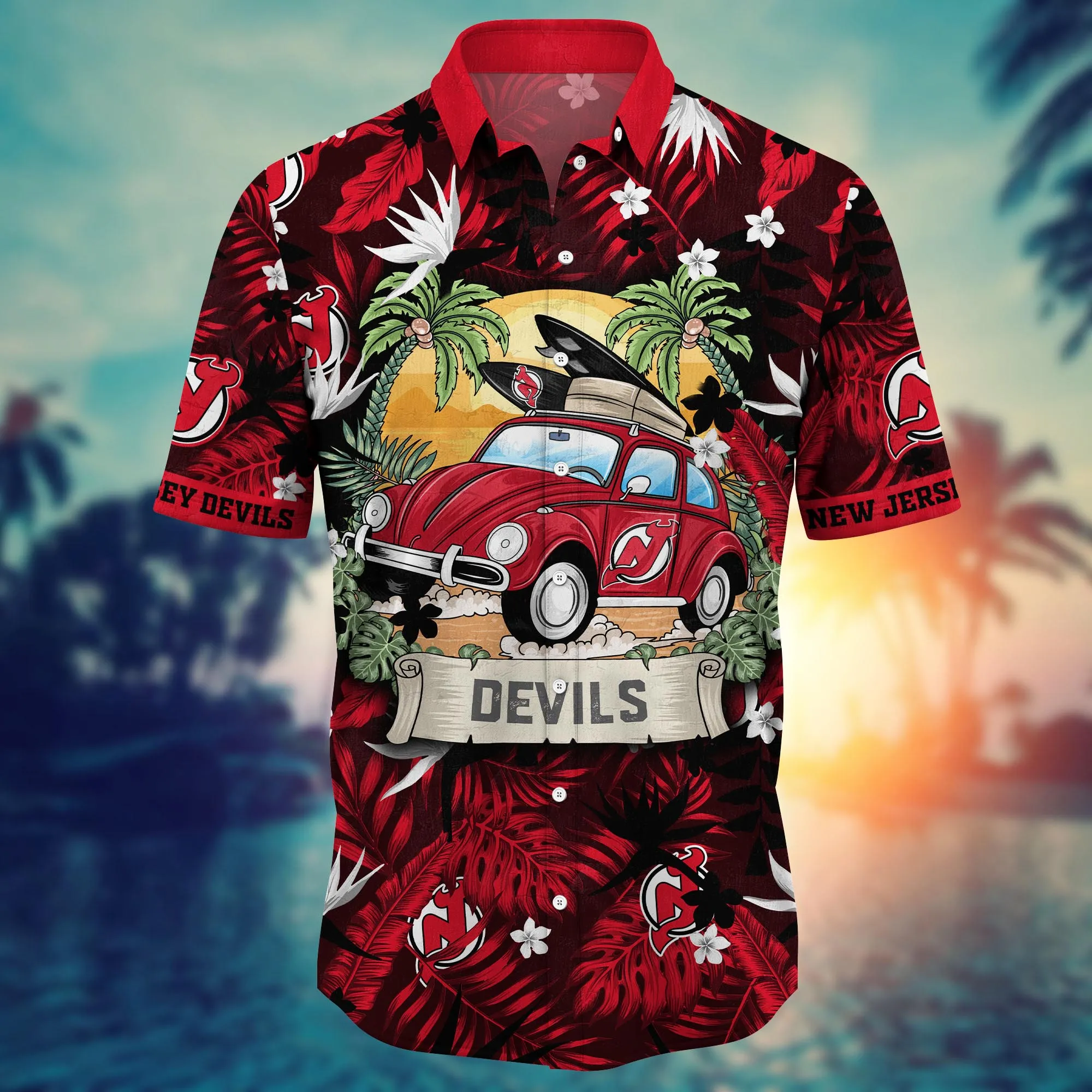 New Jersey Devils NHL Hawaiian Shirt Ice-Cold Drinkstime Aloha Shirt