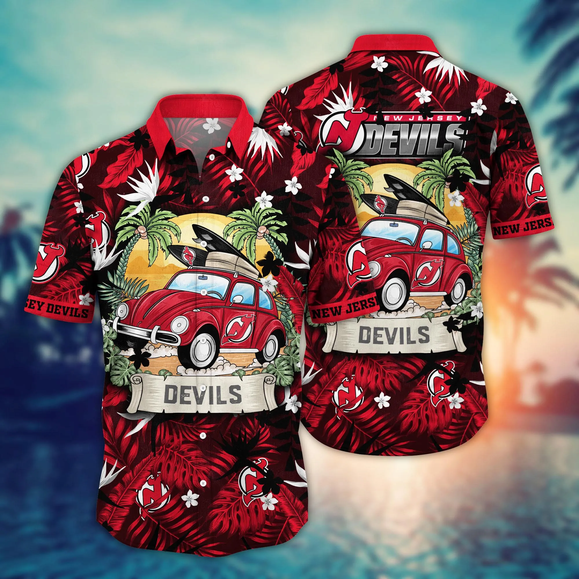 New Jersey Devils NHL Hawaiian Shirt Ice-Cold Drinkstime Aloha Shirt New Jersey Devils NHL Hawaiian Shirt Ice-Cold Drinkstime Aloha Shirt