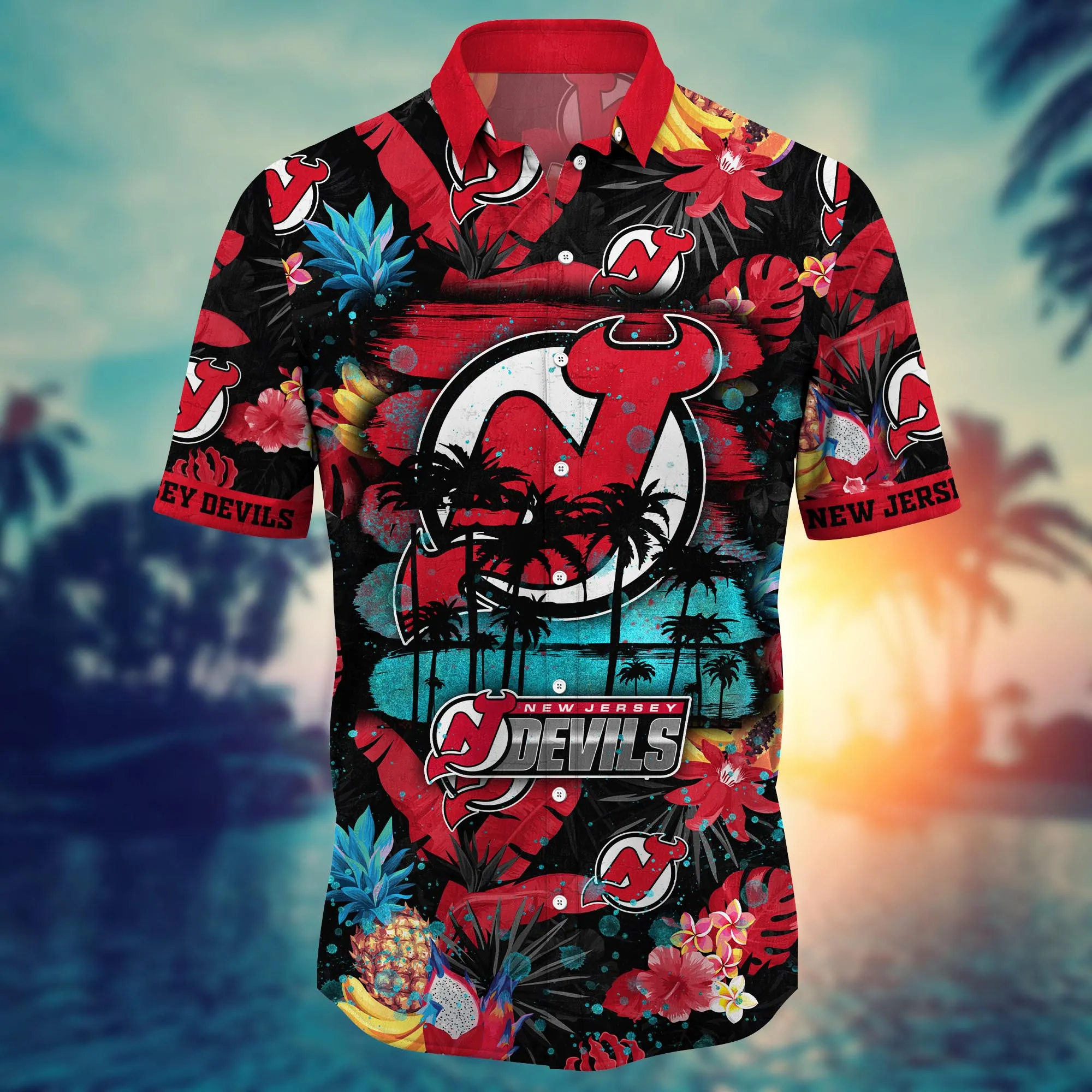 New Jersey Devils NHL Hawaiian Shirt Sun-Soakedtime Aloha Shirt