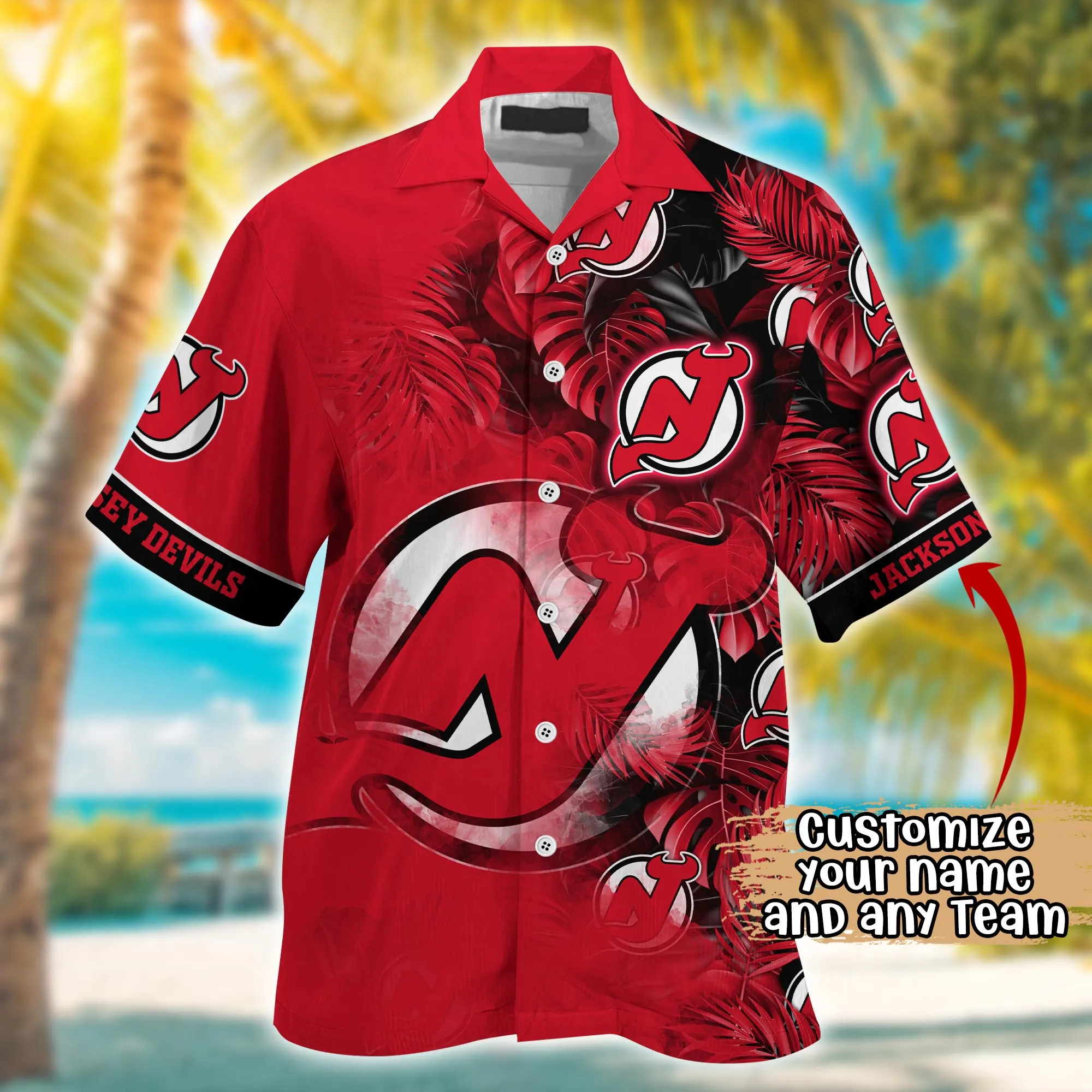 New Jersey Devils NHL Summer Hawaii Shirt And Tshirt Custom Aloha Shirt